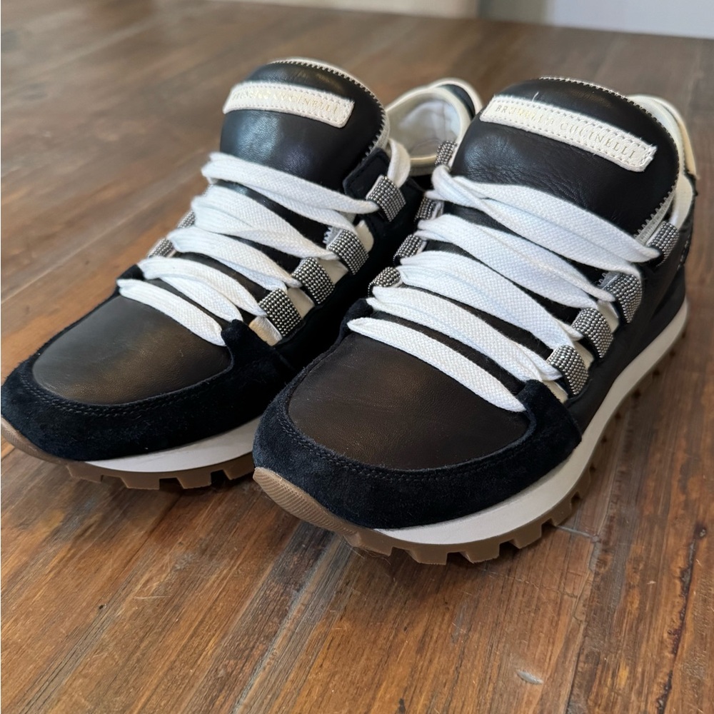 Black and White Lace-Up Sneakers